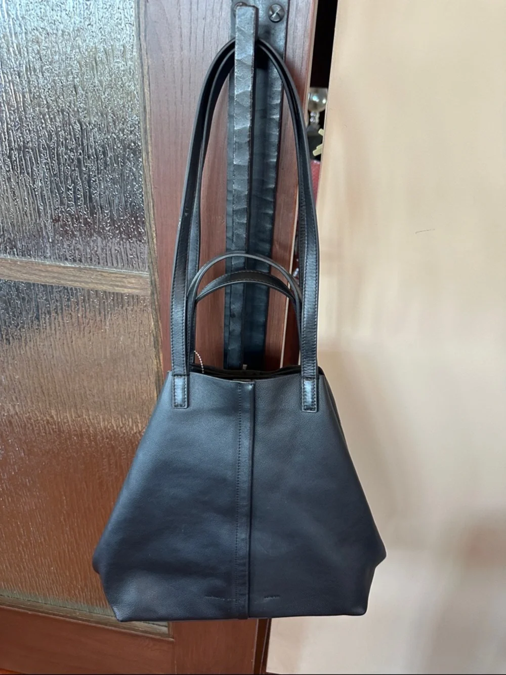 All Saints PHOENIX SPACIOUS LEATHER TOTE BAG Black Leather Tote Bag NWT